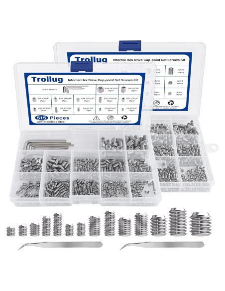 Kit de Tornillos de Cabeza Hueca 1305PCS Acero Inoxidable Trollug