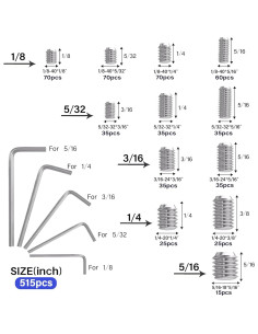 Kit de Tornillos de Cabeza Hueca 1305PCS Acero Inoxidable Trollug 2