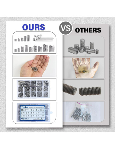 Kit de Tornillos de Cabeza Hueca 1305PCS Acero Inoxidable Trollug