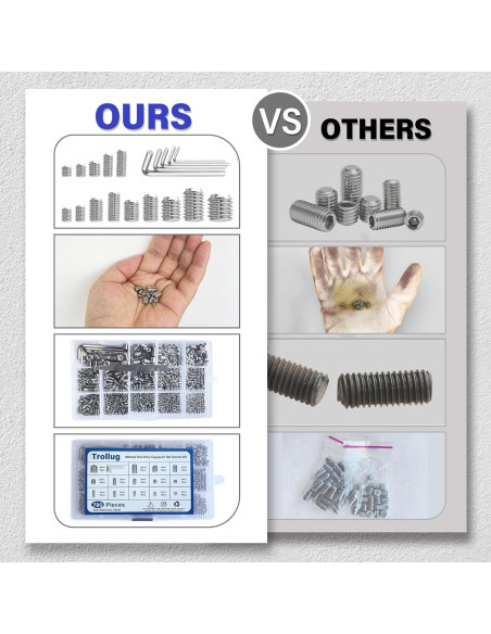 Kit de Tornillos de Cabeza Hueca 1305PCS Acero Inoxidable Trollug