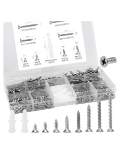 Juego de Tornillos de Cabeza Plana LERNOU 420 Pcs Acero Inoxidable