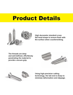 Juego de Tornillos de Cabeza Plana LERNOU 420 Pcs Acero Inoxidable 2
