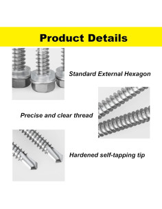 250 Tornillos Autoperforantes Hexagonales LERNOU Acero Inoxidable 2