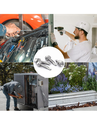 250 Tornillos Autoperforantes Hexagonales LERNOU Acero Inoxidable