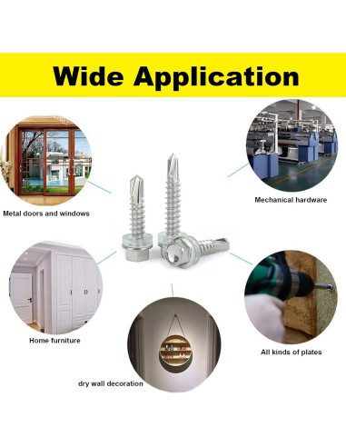 250 Tornillos Autoperforantes Hexagonales LERNOU Acero Inoxidable