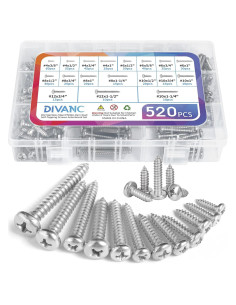 Juego de Tornillos de Acero Inoxidable DIVANC 520 Pcs 18 Tamaños