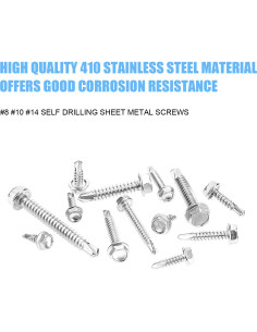 Tornillos de Acero Inoxidable 410 DYWISHKEY 320 Piezas Autoperforantes 2