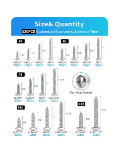 Juego de Tornillos de Acero Inoxidable DIVANC 520 Pcs 18 Tamaños 2
