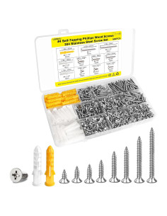 Kit de Tornillos de Madera LERNOU 500pcs Acero Inoxidable M3