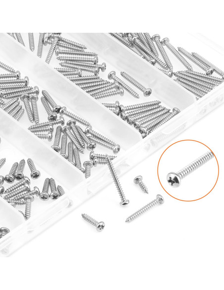 Juego de Tornillos de Madera HELIFOUNER 250 Piezas Acero Inoxidable Juego de Tornillos de Madera HELIFOUNER 250 Piezas Acero Inoxidable