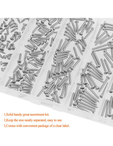 Juego de Tornillos de Madera HELIFOUNER 250 Piezas Acero Inoxidable