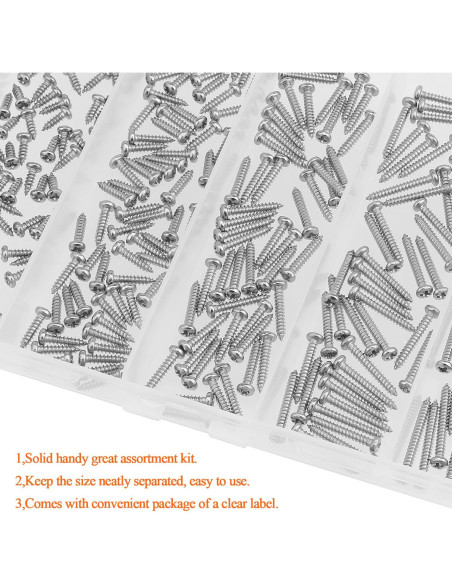 Juego de Tornillos de Madera HELIFOUNER 250 Piezas Acero Inoxidable Juego de Tornillos de Madera HELIFOUNER 250 Piezas Acero Inoxidable