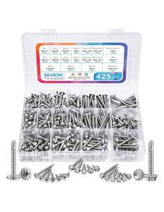 425 Tornillos Autoperforantes DIVANC Acero Inoxidable Plata