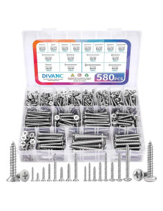 Conjunto de Tornillos Autorroscantes DIVANC 580 Piezas M3/M4/M5/M6