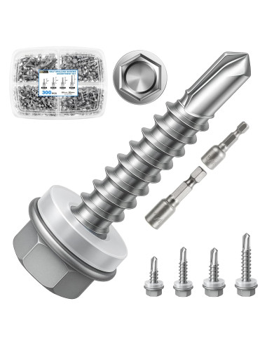 Kit de Tornillos Autoperforantes FMhotu 300 Piezas para Metal