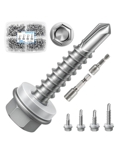 Kit de Tornillos Autoperforantes FMhotu 300 Piezas para Metal