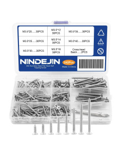 Kit de Tornillos Autorroscantes NINDEJIN M3.5 Acero Inox 242 Pcs