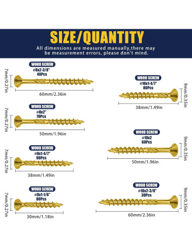 Kit de Tornillos de Madera Bonost 450 Piezas Variados