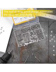 Kit de Tornillos Autoperforantes JEGONFRI 145 pcs Acero Inoxidable 2