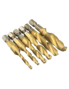 Juego de Taladro y Macho Métrico 6 Pcs Xnrtop M3-M10 Acero Titanio