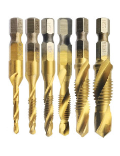 Juego de Taladro y Macho Métrico 6 Pcs Xnrtop M3-M10 Acero Titanio 2