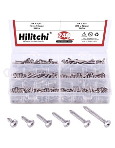 Kit de Tornillos Autoperforantes Hilitchi 240 Pcs Acero Inoxidable