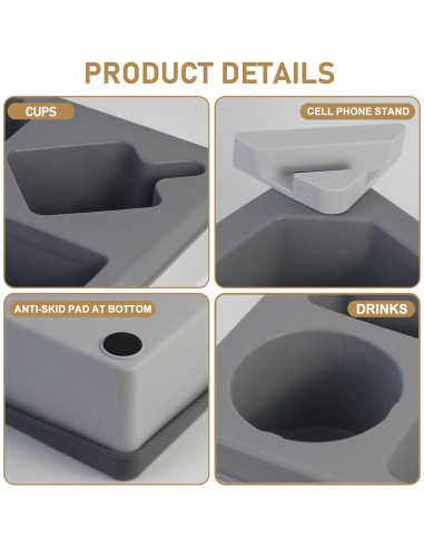 Bandeja Soporte de Tazas Linego XY48 Gris Silicona