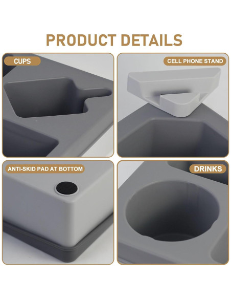 Bandeja Soporte de Tazas Linego XY48 Gris Silicona