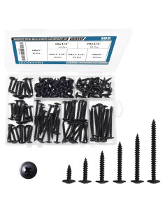Kit de Tornillos de Madera JEGONFRI 132 pcs Negro 6 Tamaños