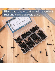 Kit de Tornillos de Madera JEGONFRI 132 pcs Negro 6 Tamaños 2