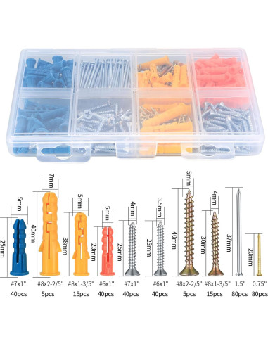 Kit de 360 Piezas de Tornillos y Anclajes PIANKEKE