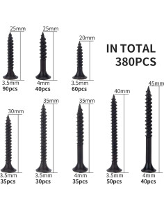 Kit de Tornillos para Paneles de Yeso Maexxna 380pcs 8 Tamaños 2