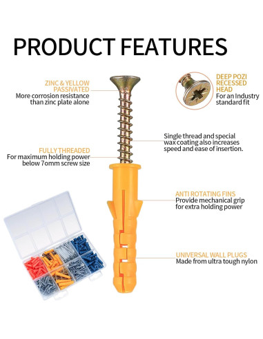 Kit de 360 Piezas de Tornillos y Anclajes PIANKEKE