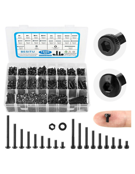 Kit de Tornillos M3 1600 Pcs Besitu - Acero Aleado 12.9
