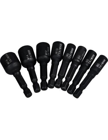 Juego de Adaptadores de Rosca Yakamoz 8Pcs M4-M16 1/4" Hexagonal