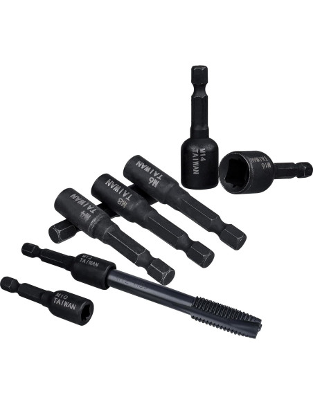 Juego de Adaptadores de Rosca Yakamoz 8Pcs M4-M16 1/4" Hexagonal