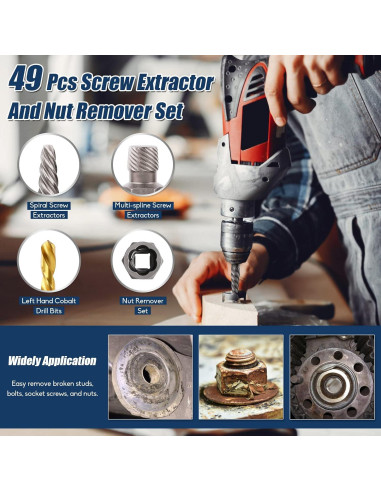 Juego de 49 Extractores de Tornillos y Brocas PTSTEL