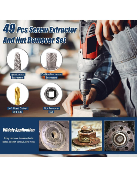 Juego de 49 Extractores de Tornillos y Brocas PTSTEL