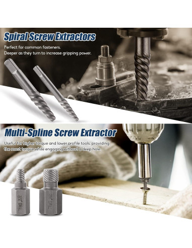 Juego de 49 Extractores de Tornillos y Brocas PTSTEL