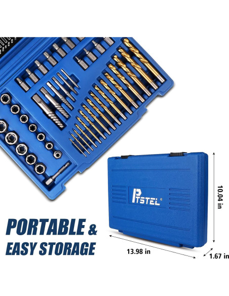 Juego de 49 Extractores de Tornillos y Brocas PTSTEL