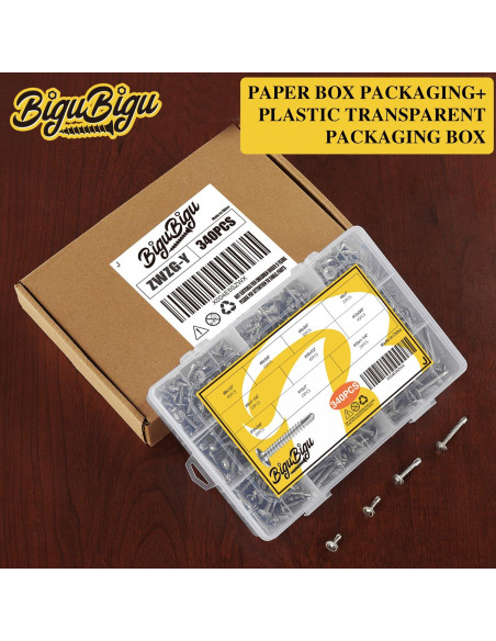 Kit de 340 Tornillos Autoperforantes Acero Inoxidable 410 BIGUBIGU