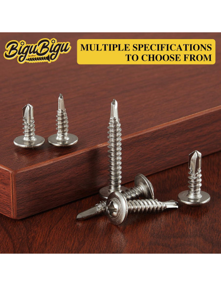 Kit de 340 Tornillos Autoperforantes Acero Inoxidable 410 BIGUBIGU