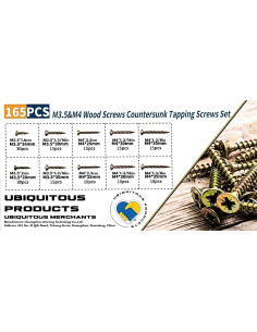 Juego de 165 Tornillos Autoperforantes Phillips 1.6-3.49 cm 2