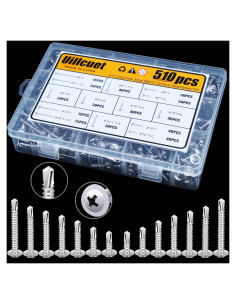Kit 510 Tornillos Autoperforantes TEK Acero Inoxidable 410