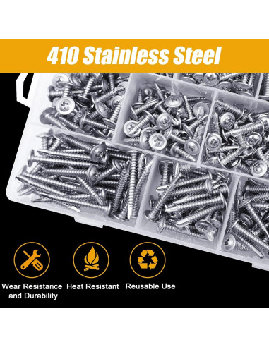Kit 510 Tornillos Autoperforantes TEK Acero Inoxidable 410