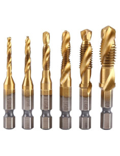 Juego de 6 brocas y machos HSS Teocpai 1/4" hexagonal