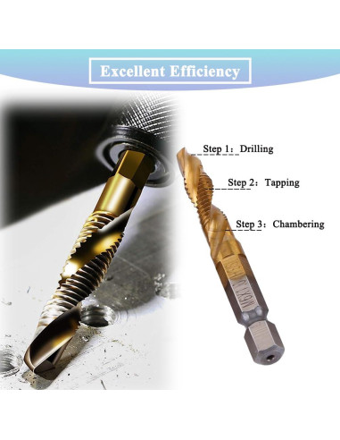 Juego de 6 brocas y machos HSS Teocpai 1/4" hexagonal