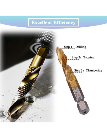 Juego de 6 brocas y machos HSS Teocpai 1/4" hexagonal