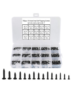 Kit de 750 Tornillos Pequeños M1-M1.7 HanTof - Acero al Carbono