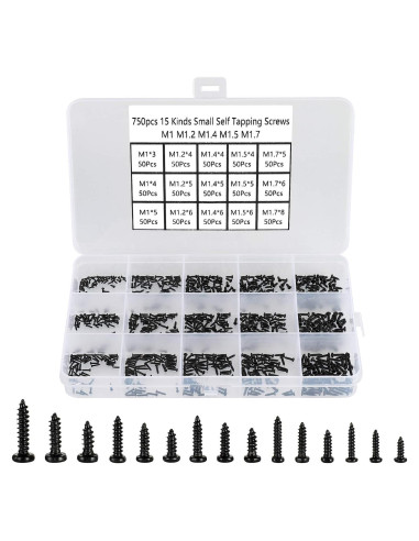 Kit de 750 Tornillos Pequeños M1-M1.7 HanTof - Acero al Carbono